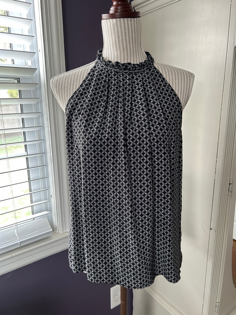 Cynthia Rowley Black & White silk Halter top